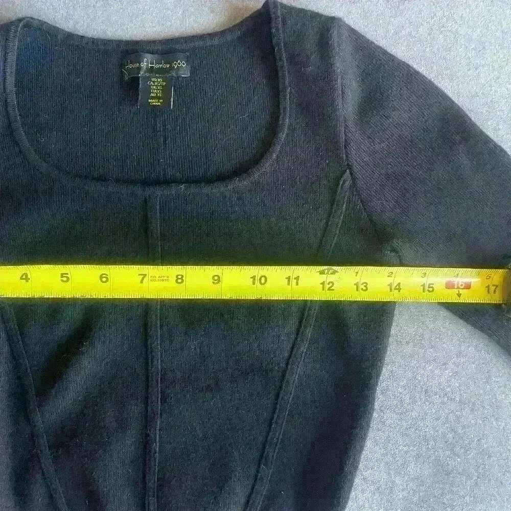 Black Long Sleeve House of Harlow 1960 Crop Top - Picture 7 of 9